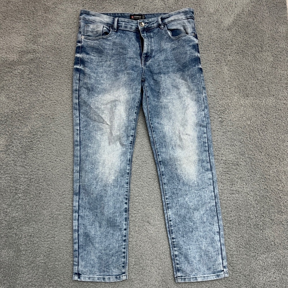 Southpole Skinny Jeans Mens 36x30 Blue‎ Excellent Acid Wash Distressed Denim